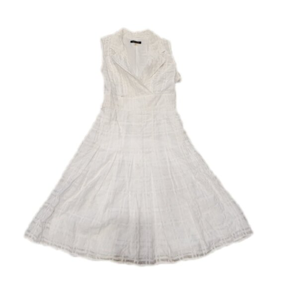 Tommy Hilfiger White Pleated Striped-Gauze Midi Tie-Belt Shirtdress - Picture 7 of 13